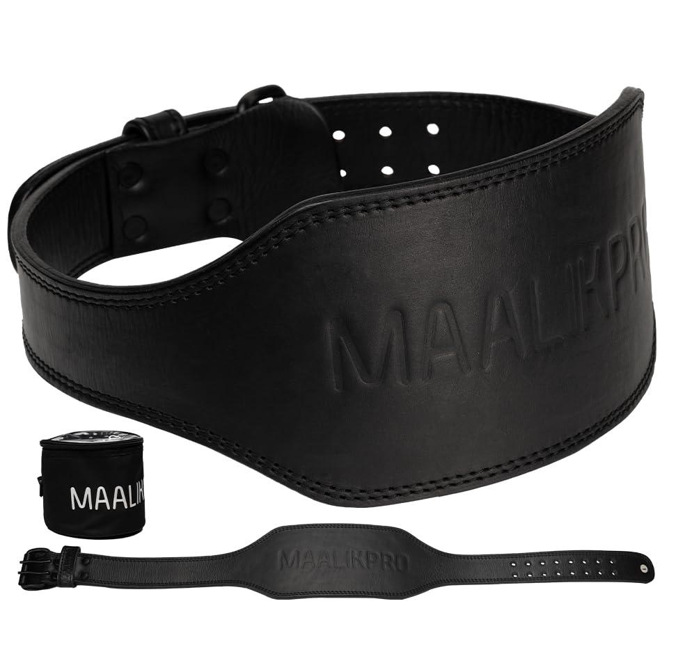 Weight Lifting Leather Belt with Adjustable Buckle Gym Workout & Weight Training - Weightlifting Belts for Men and Women (Black Large (34” to 41”) Inches)