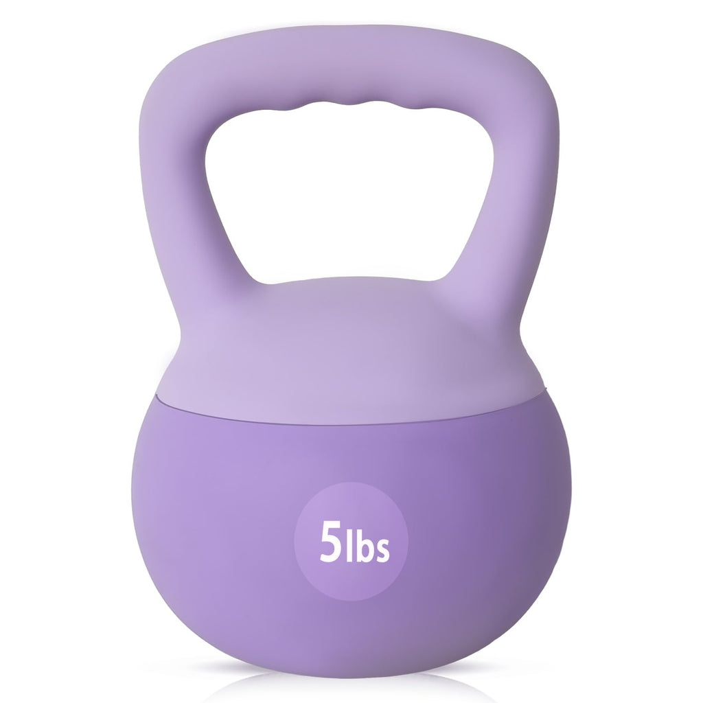 Kettlebell souple violette SogesPower 5 lb, marquage 5 lbs sur le corps