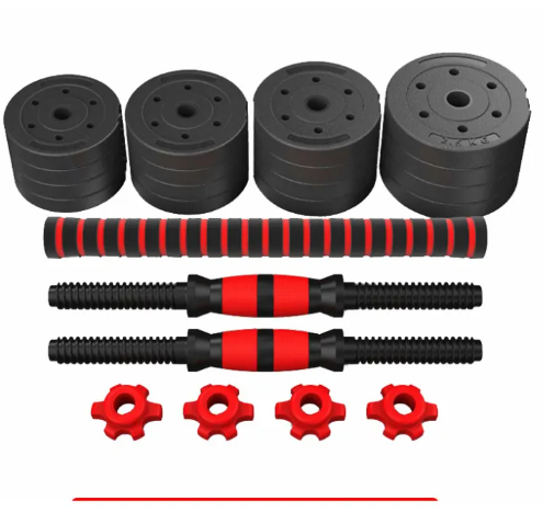 Jeu d’haltères domestiques FlexiWeight noir et rouge, avec disques et 4 colliers