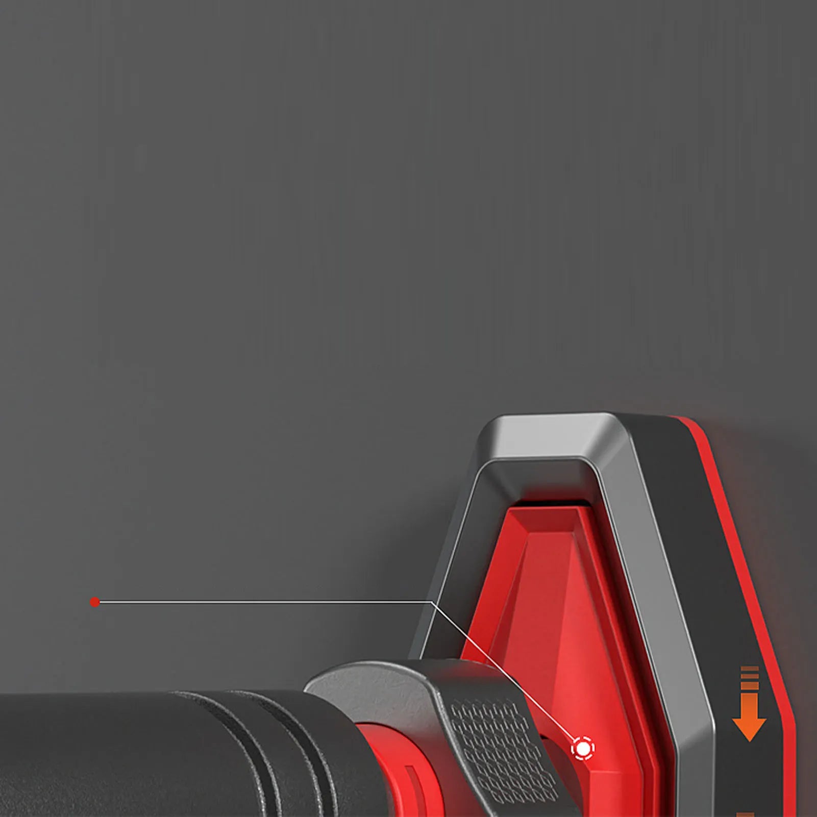 Support de barre de traction avec pièce rouge et barres noires de fixation
