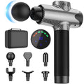 Massageur musculaire Silent Pro noir, écran LCD et tête ronde avec embouts