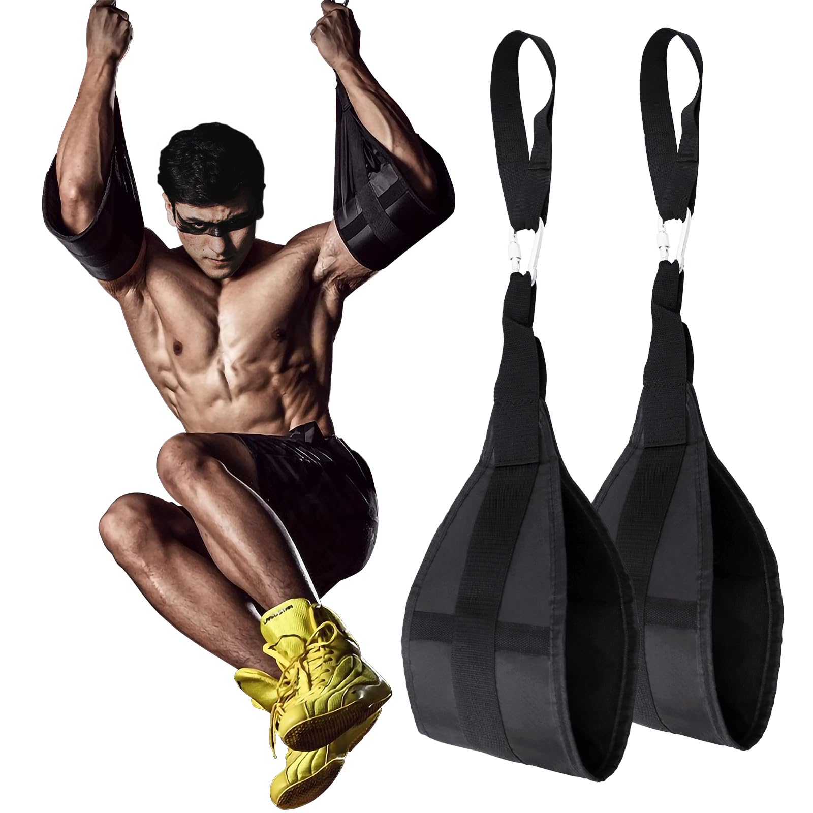 Sangles abdominales noires pour barre de traction, paire, avec boucles