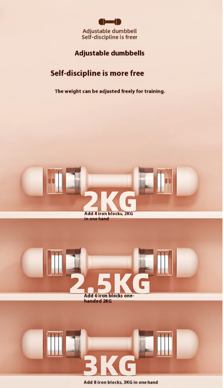 Ensemble d’haltères ajustables, manches graduées sur une barre, 2 kg à 3 kg