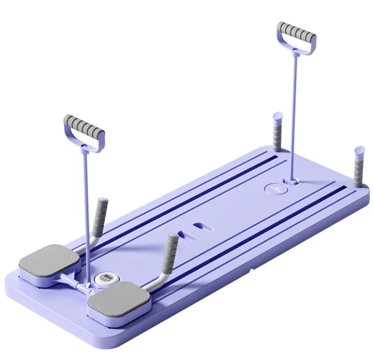 Planche d’abdominaux violette avec deux barres et coussinets de genou