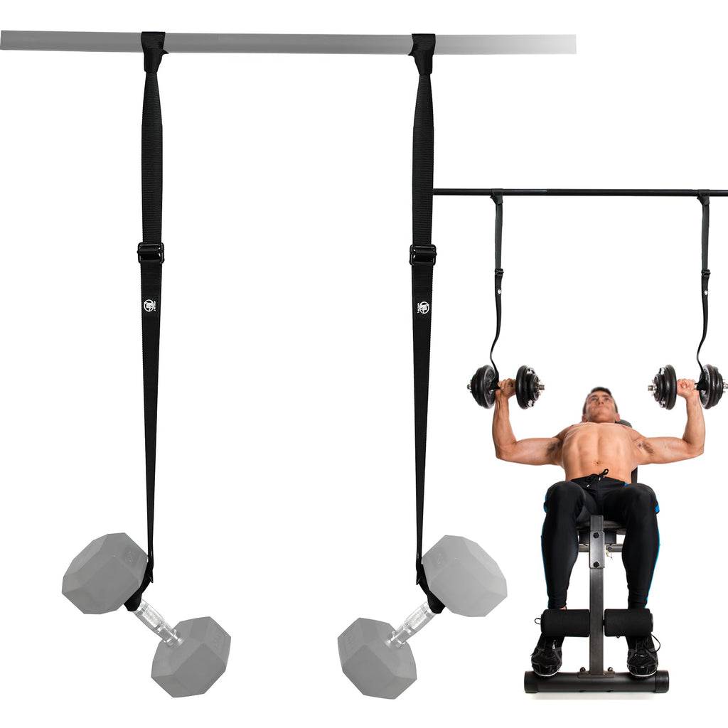 Sangles de sécurité pour développé couché, noires, avec attaches métalliques