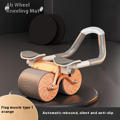 Roue abdominale automatique avec genouillères, poignées et roues orange