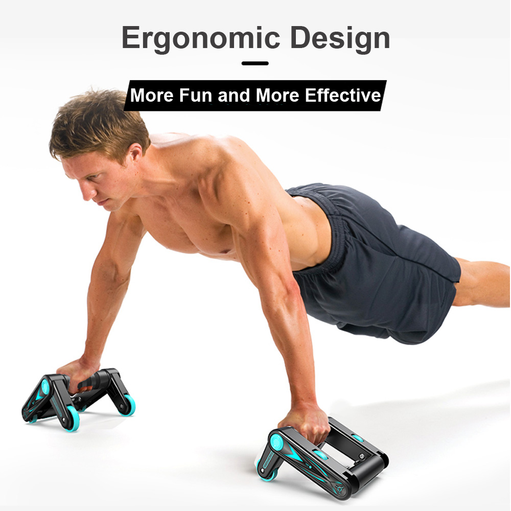 Rouleau de gainage noir turquoise utilisé au sol, support pour exercices d’abdos.