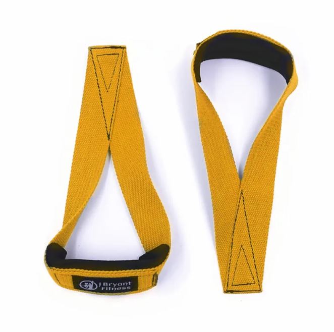 Sangles de fitness jaune moutarde avec bordures noires et coutures en V