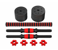 Jeu d’haltères domestiques FlexiWeight noir et rouge, deux disques, deux barres et 4 colliers