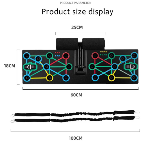 Schéma des dimensions du plateau de pompes : 60 cm, 25 cm, 180 cm