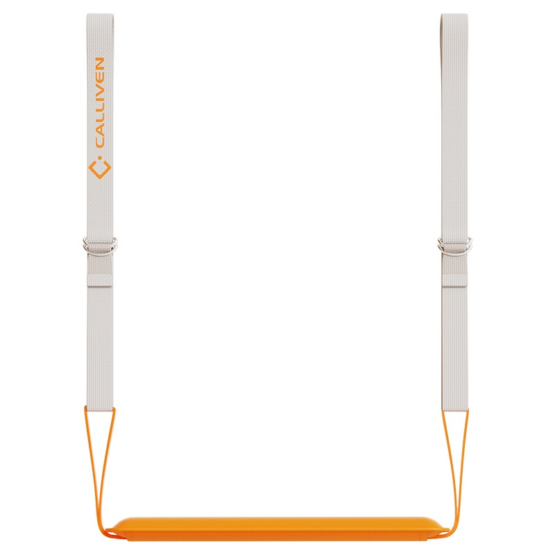 Sangle d’appui en U : sangle grise avec boucles métalliques et lanières orange