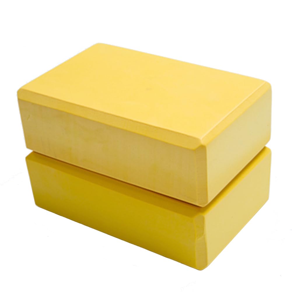 Dofover Set of 2 Yoga Blocks EVA Foam Exercise Bricks Provides Stability Balance and Support Improve Strength - 9 x 6x 3 inches (Yellow)