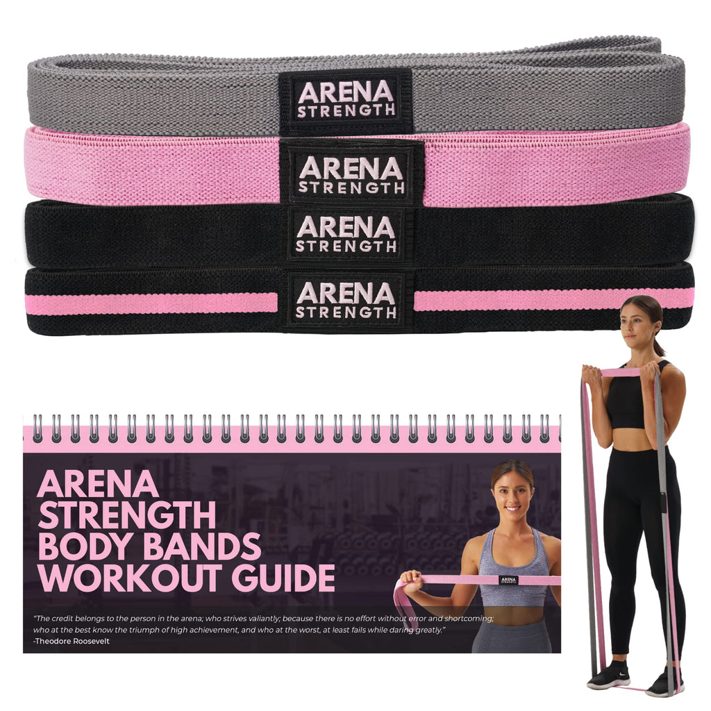 Guide et ensemble de trois bandes de résistance pour le corps, rose, noir et gris