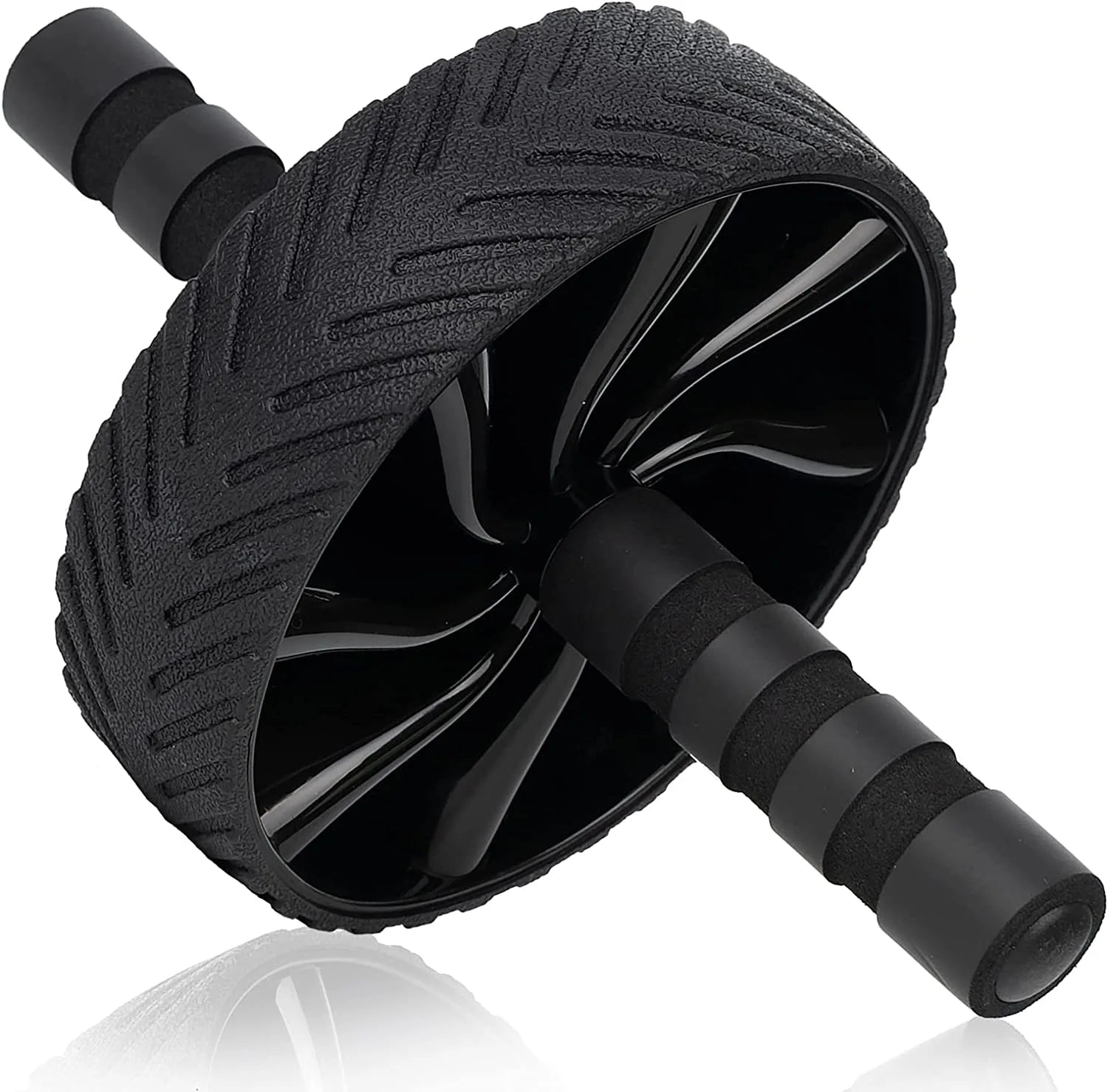 Roue d’abdominaux antidérapante noire avec poignées en mousse