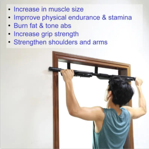 Barre de traction ProGrip pour porte avec barre horizontale et poignées antidérapantes