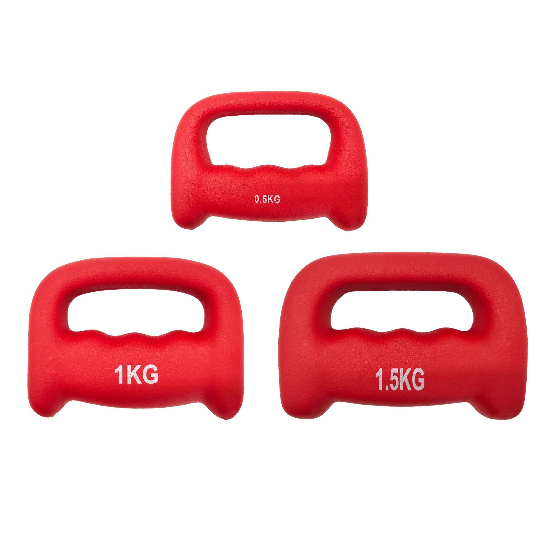 Ensemble de 3 haltères SpeedBox rouges 0,5 kg, 1 kg et 1,5 kg