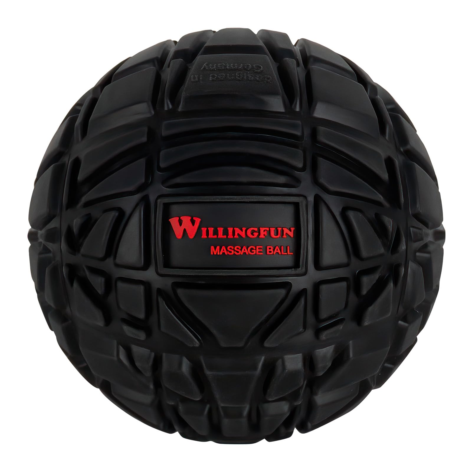 Balle de massage Willingfun noire à relief, marquage « Massage Ball »
