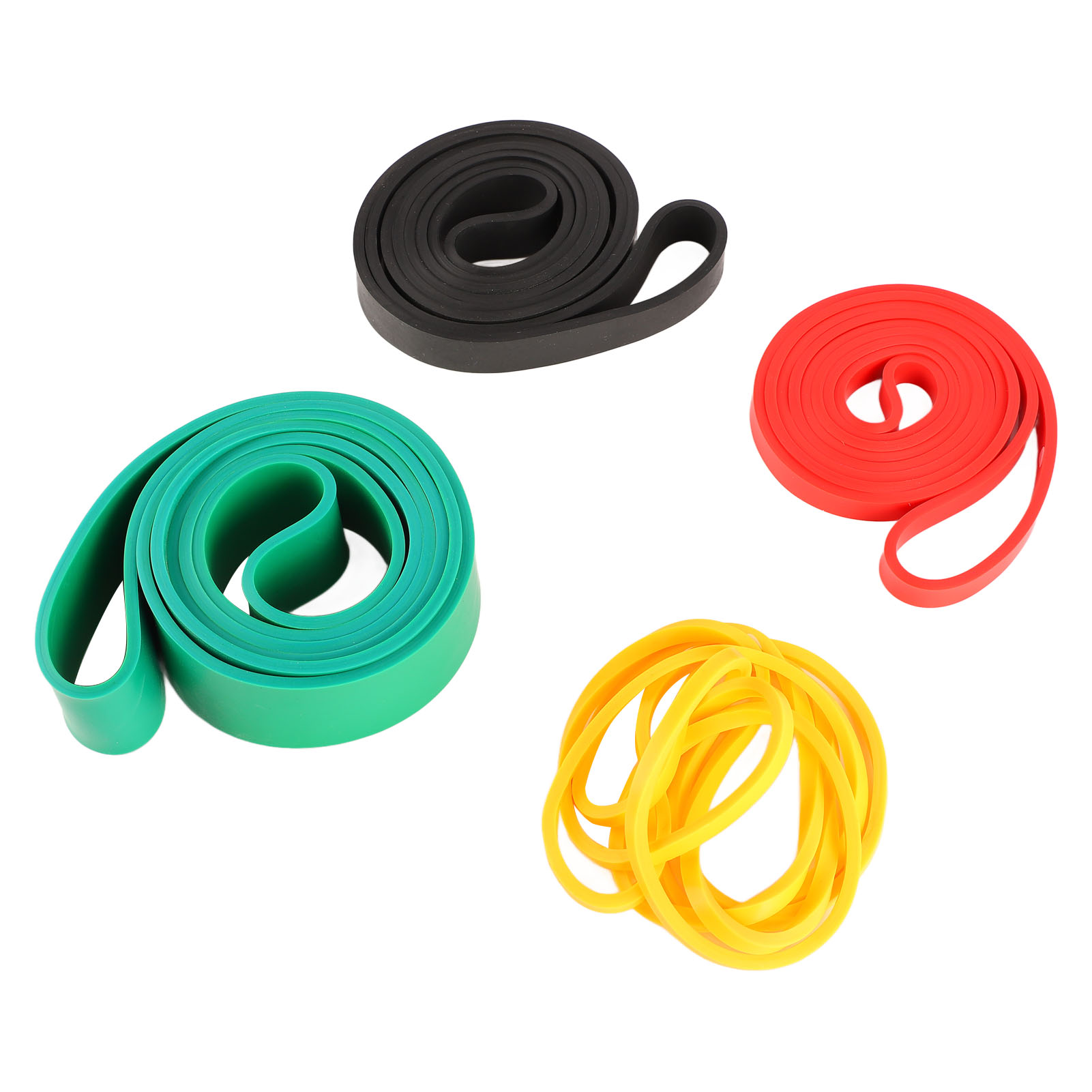 Lot de 4 bandes élastiques fitness en boucles : noir, vert, rouge et jaune