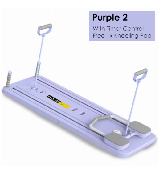 Planche d’abdominaux violette avec coussin de genou et barres de maintien