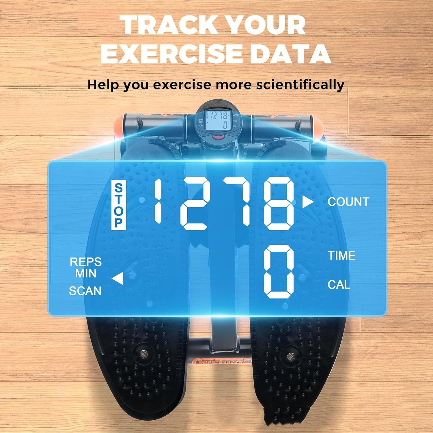 Écran numérique du stepper avec compteur d’entraînement, vue de dessus