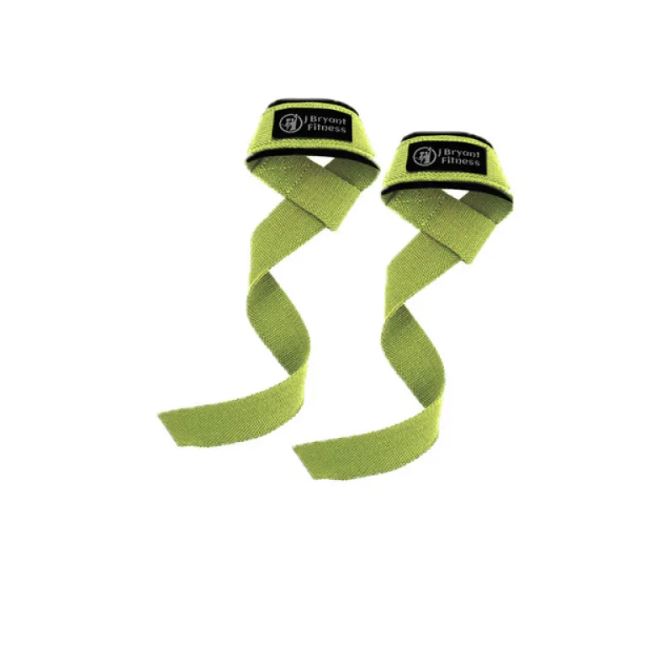 Sangles de fitness vert clair avec base rembourrée et logo sur les extrémités