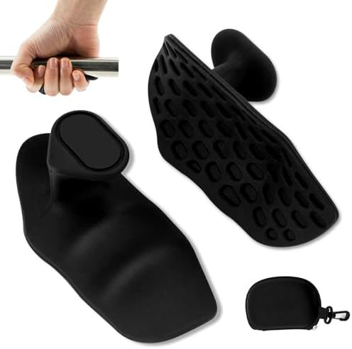 Exerceur de doigts à ressort noir, patin palmaire large et surface à picots