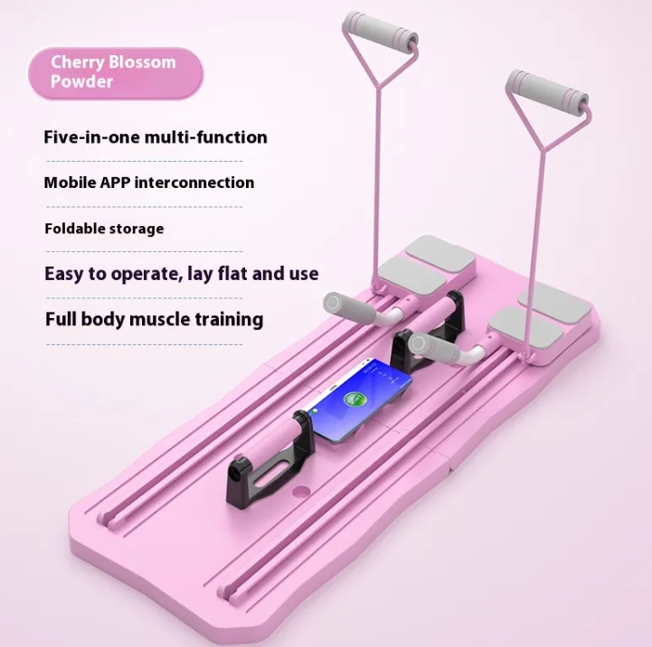 Rouleau d’abdominaux pliable rose avec poignées et supports carrés, pour entraînement au sol