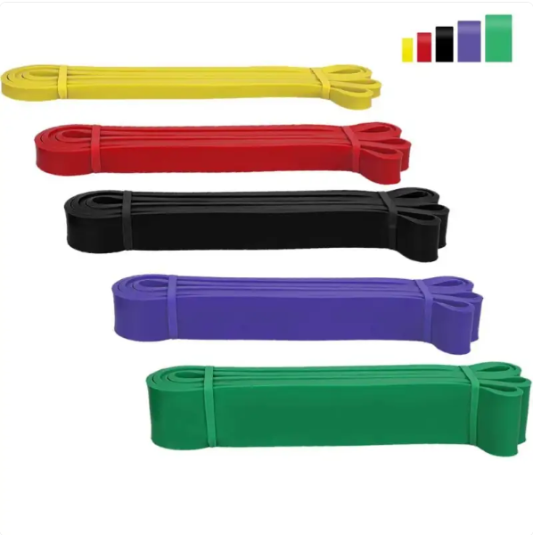 Lot de bandes d’assistance pour yoga aux couleurs jaune, rouge, noir, violet et vert