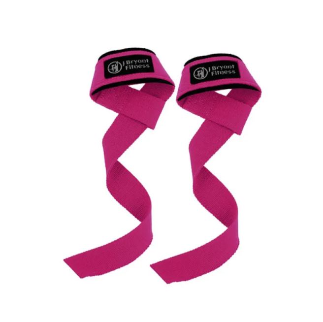 Sangles de fitness antidérapantes fuchsia, paire avec sangle tressée et bord noir.