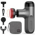 Pistolet de massage compact HeyChy avec tête chauffante rouge et étui tissu gris
