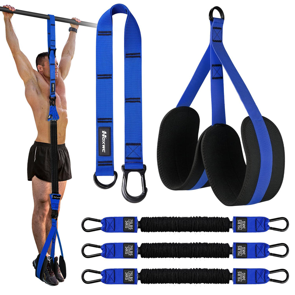 Kit de bandes d’aide pour tractions bleues, poignées et boucles noires